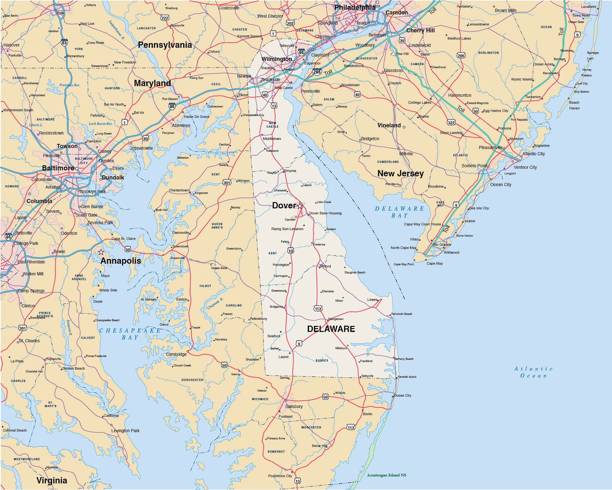 Delaware Map Digital Vector Creative Force