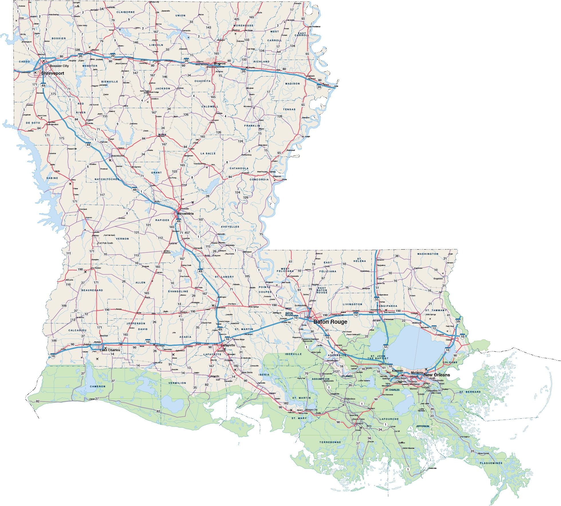 LA · Louisiana · Public Domain maps by PAT, the free, open source, portable  atlas