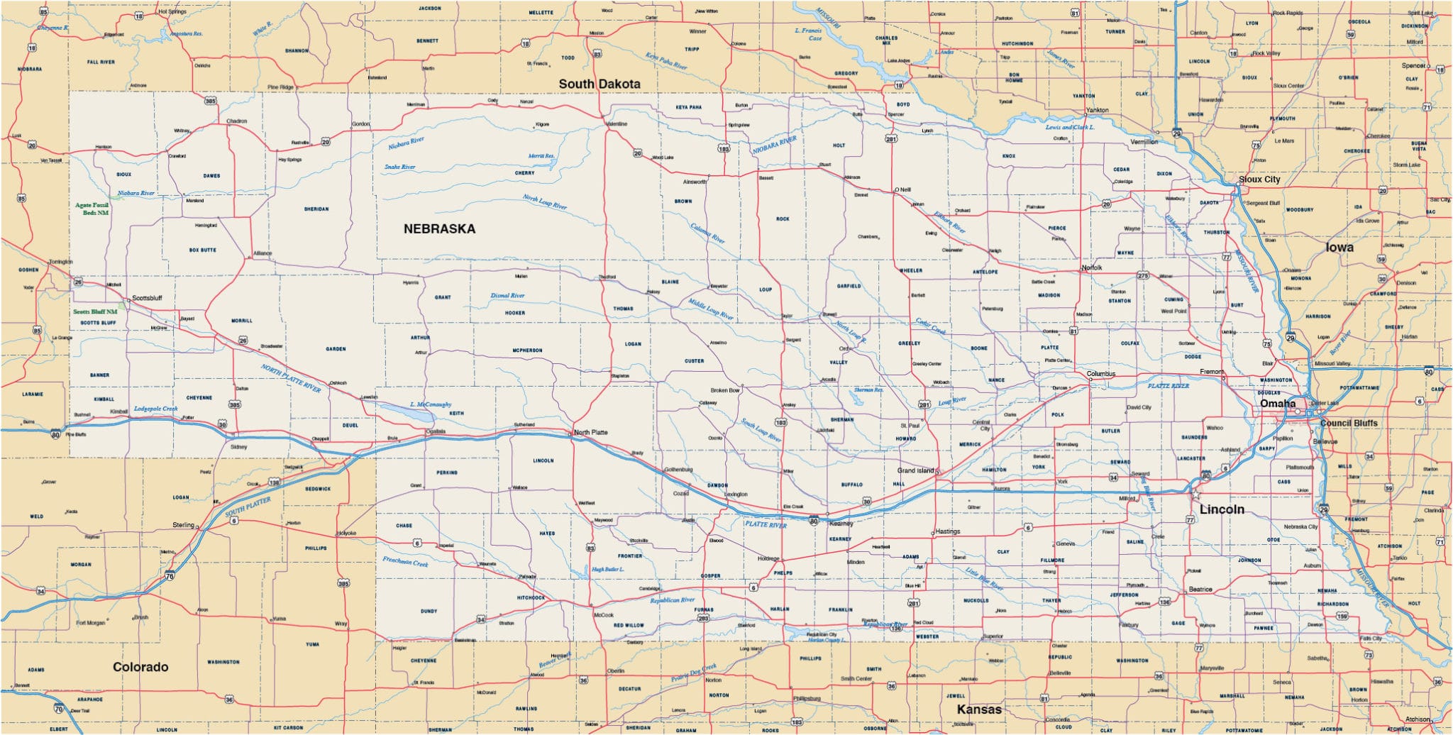 Nebraska Us Map