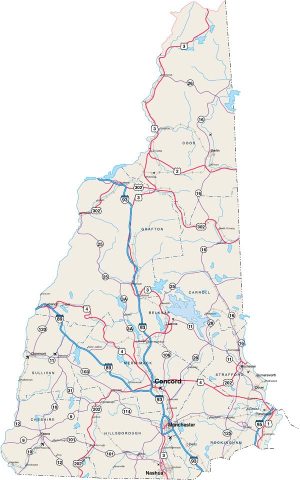 New Hampshire Map Digital Vector Creative Force