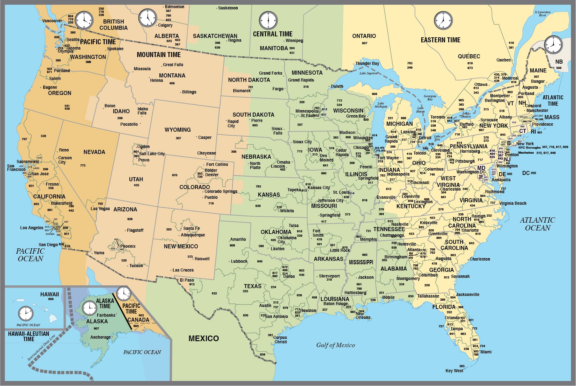 Royalty-Free, Fully-Editable & High-Res Digital USA Area Codes Maps...