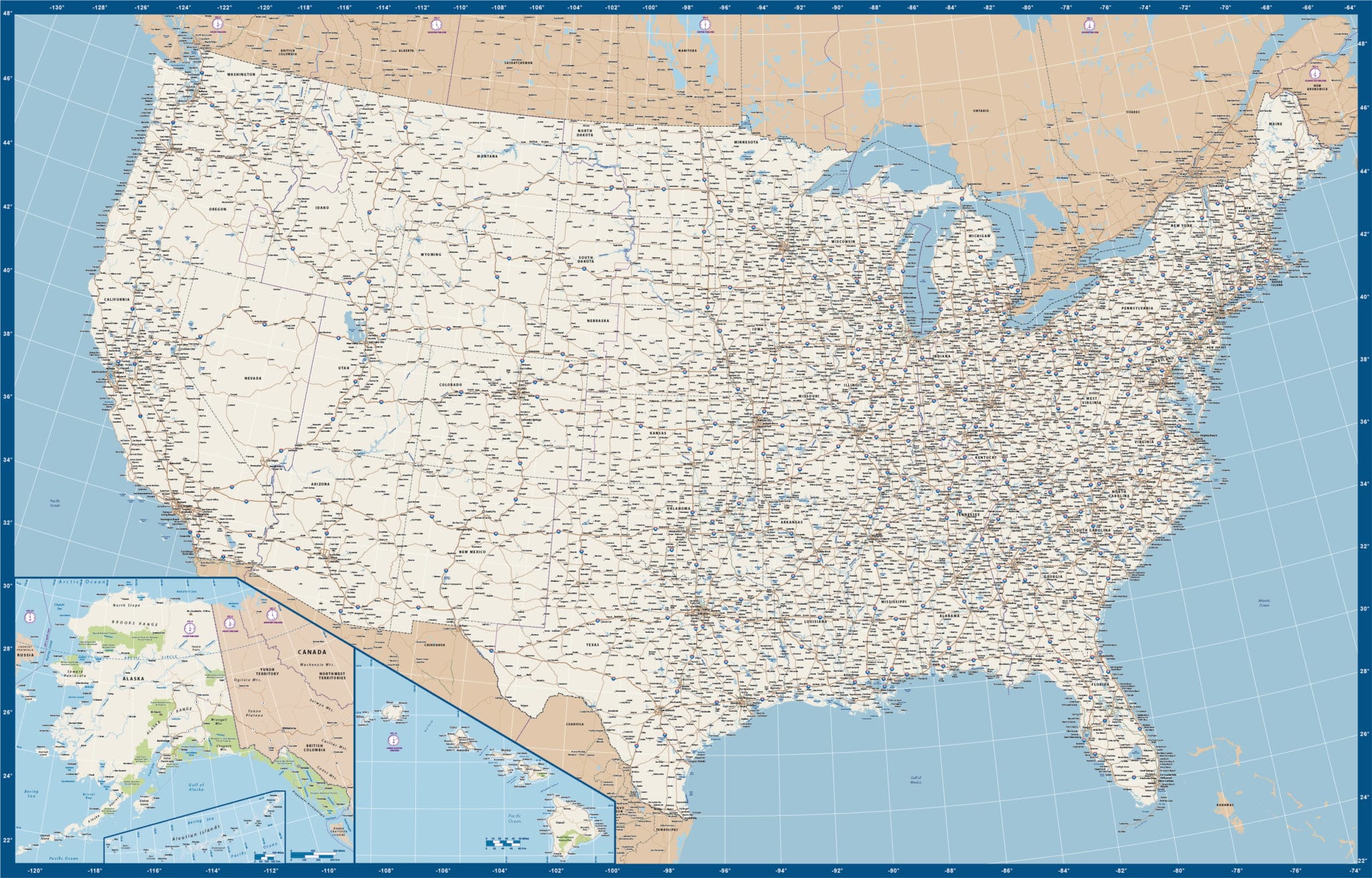 Usa With Counties Map Digital Vector Creative Force