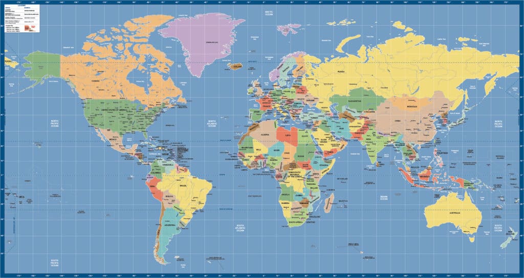 High Resolution World Map With Countries And Capitals