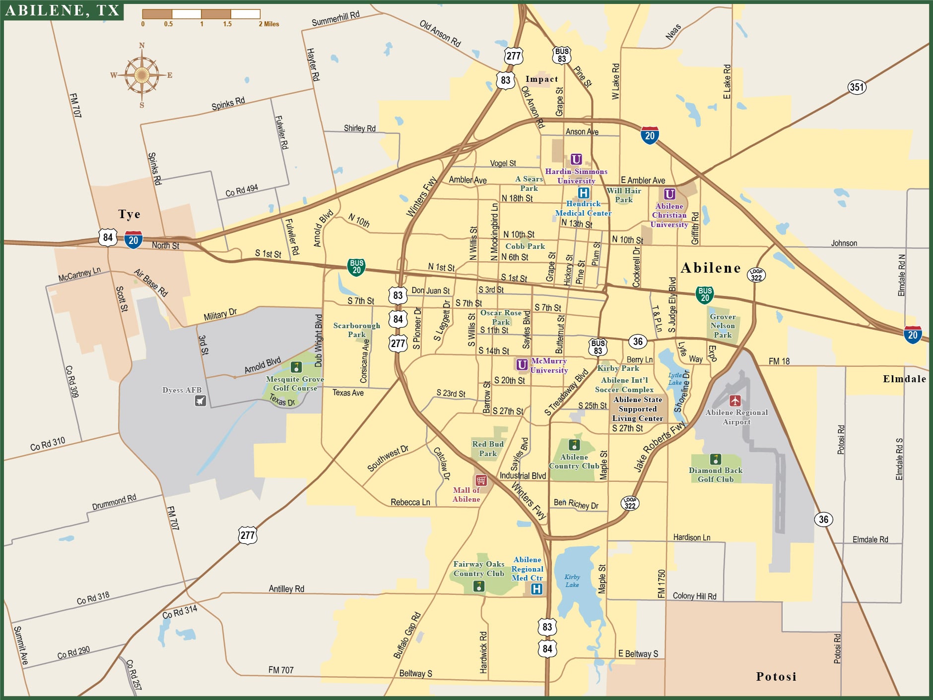 Abilene Metro Map Digital Vector Creative Force