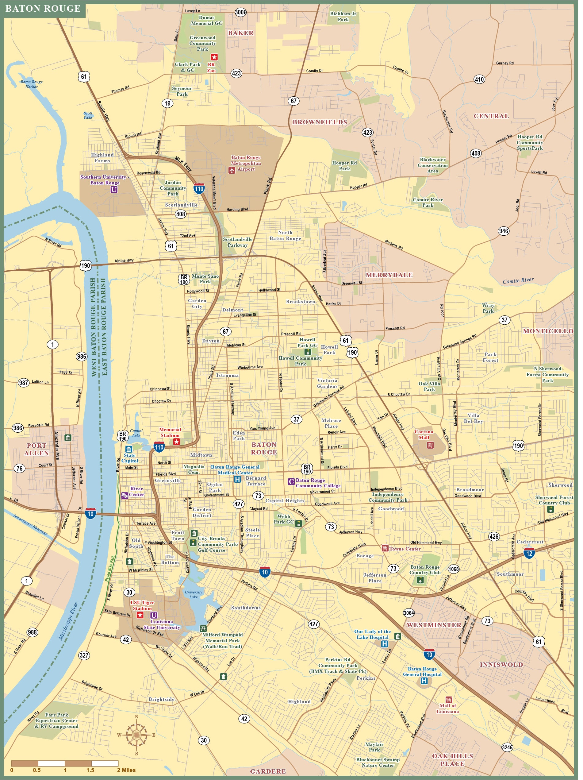 Louisiana Map, Digital Vector