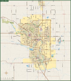 Calgary Metro Overview with Local Roads Map