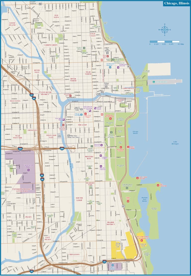 Chicago Downtown Map Digital Vector Creative Force Chicago Downtown Map Digital Vector Creative Force