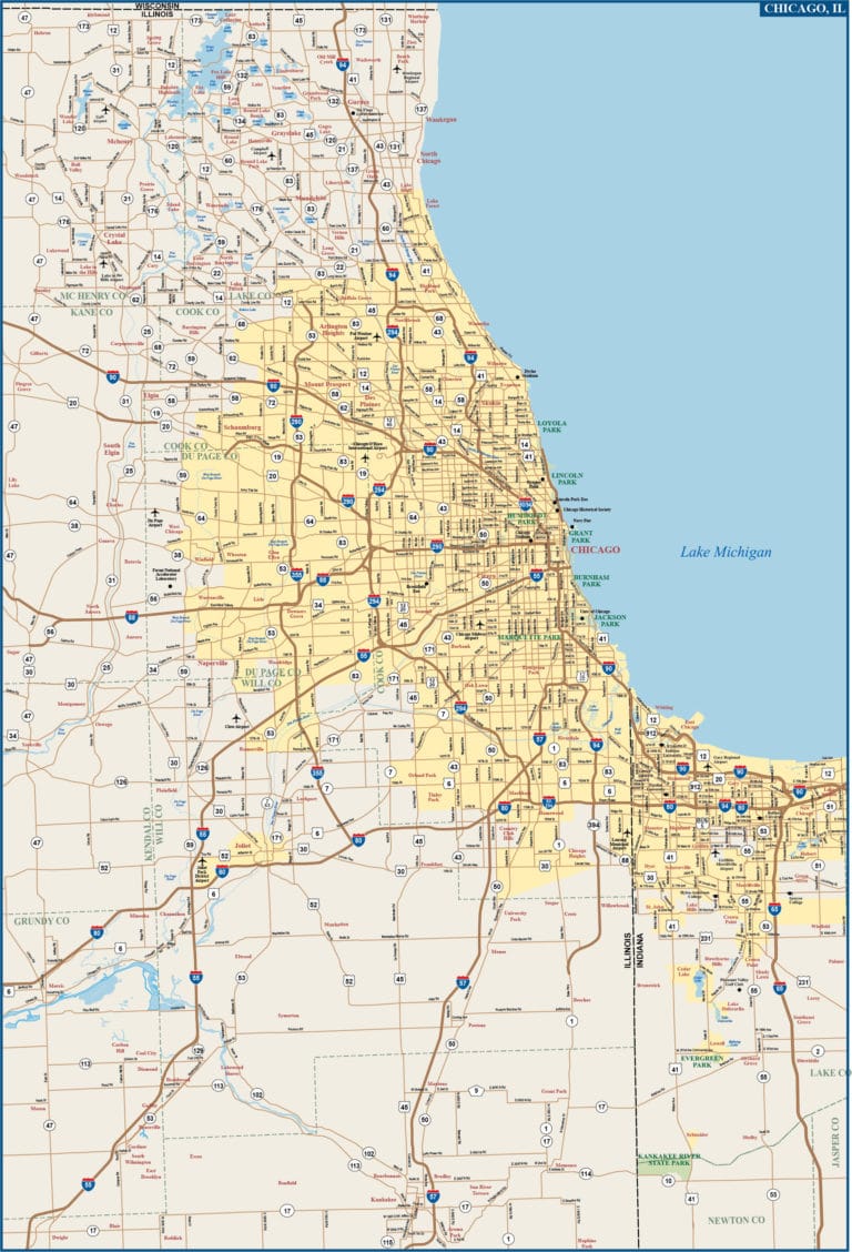 Chicago Downtown Map Digital Vector Creative Force