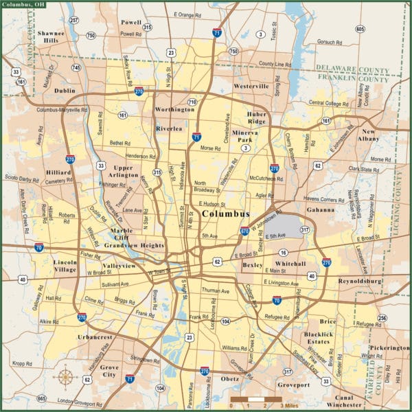 Columbus Downtown Map | Digital Vector | Creative Force