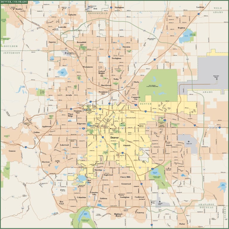Denver Downtown Map Vector