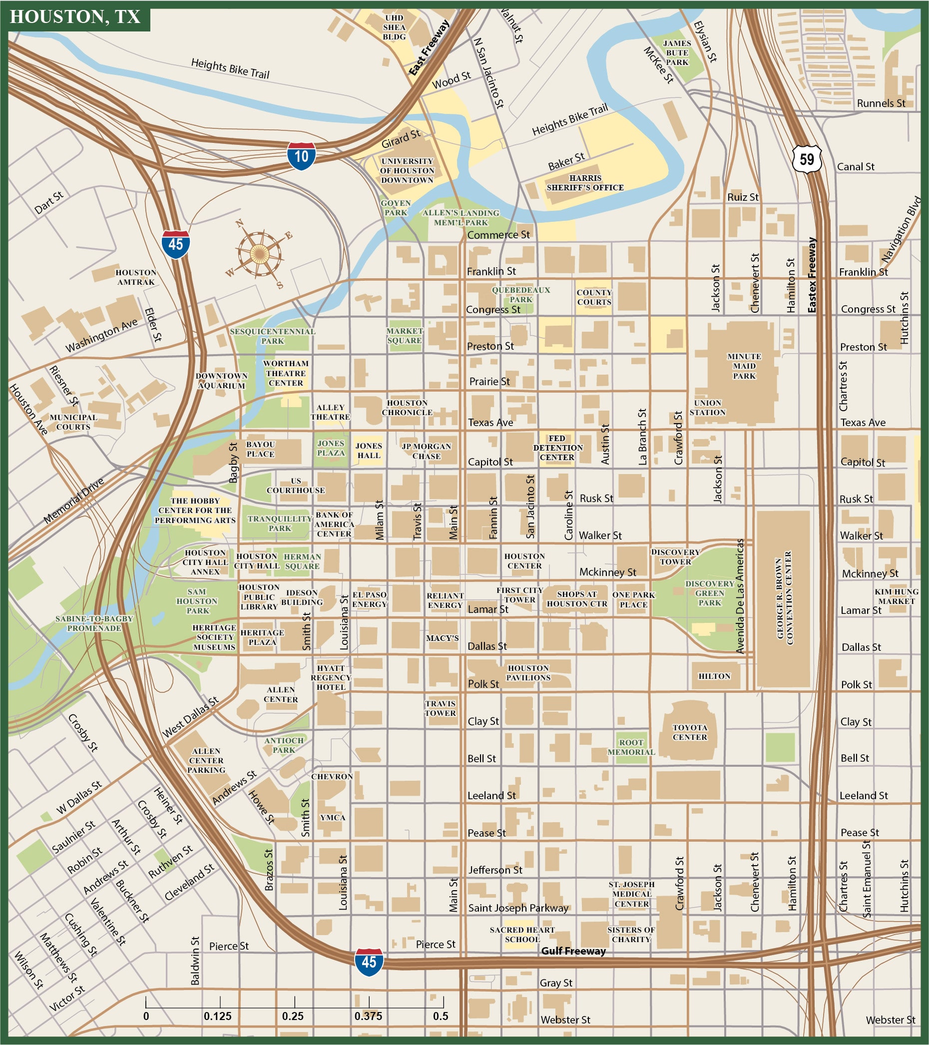 Houston Central Downtown Map Digital Creative Force