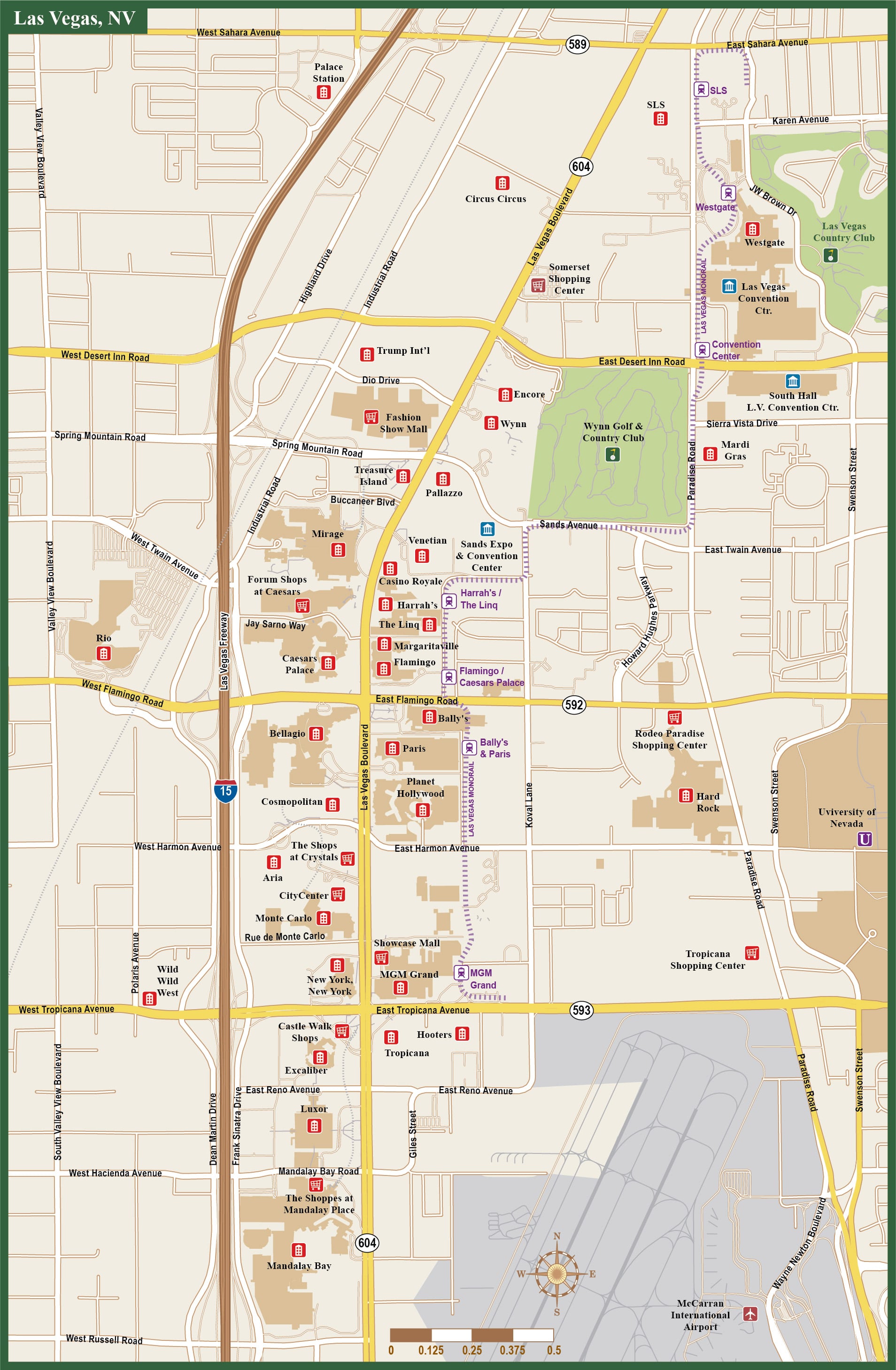 Las Vegas Downtown Map Digital Vector Creative Force
