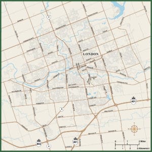 London Metro Overview with Local Roads Map