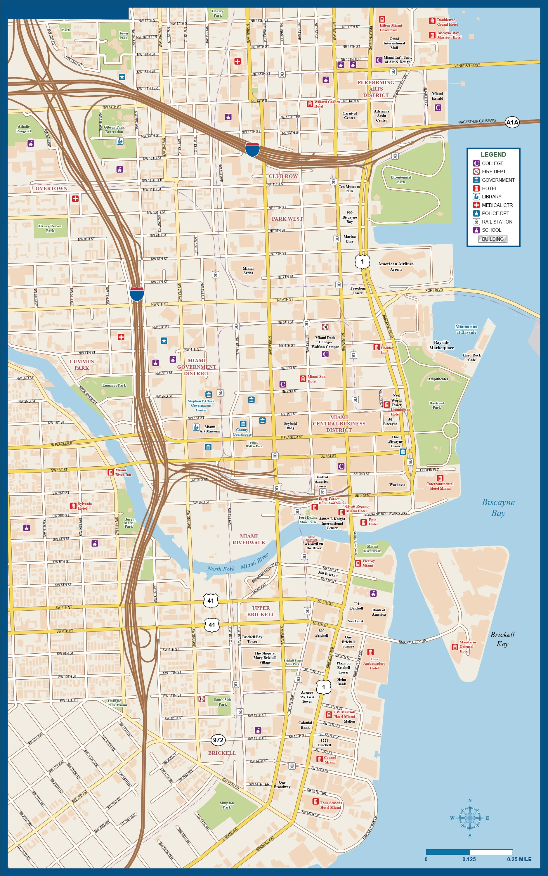 miami downtown map | digital vector | creative force