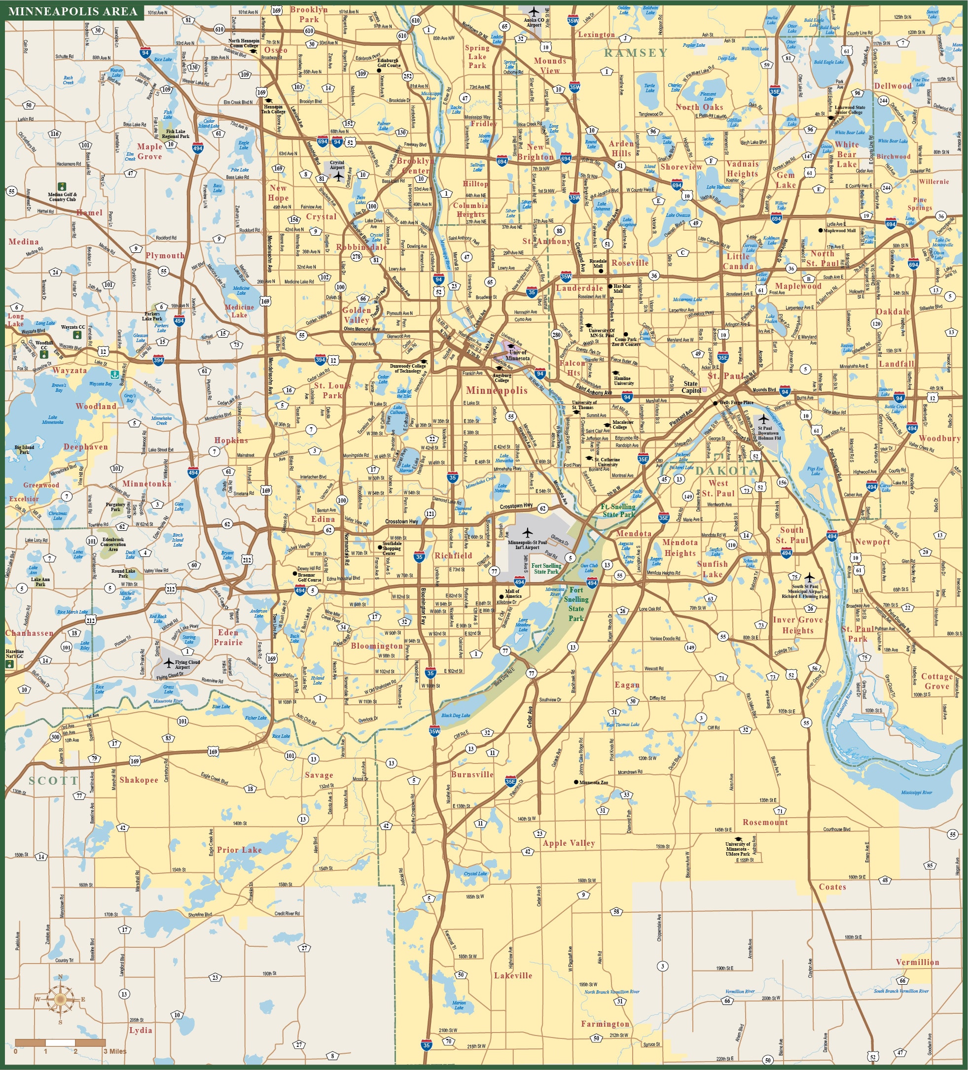 St Paul Minnesota Downtown Map Stock Vector (Royalty Free