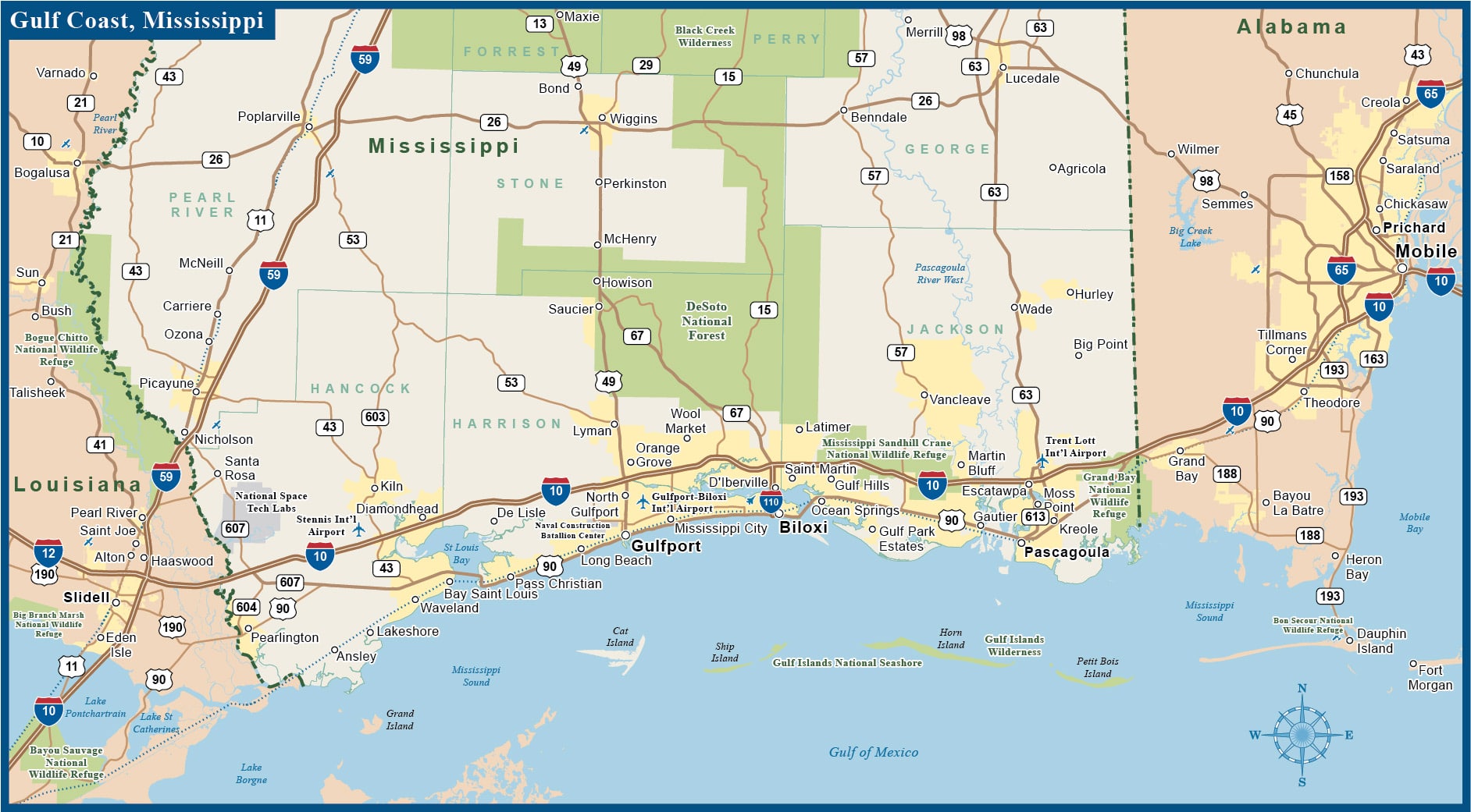 Map Of Louisiana Coastal Cities Semashow