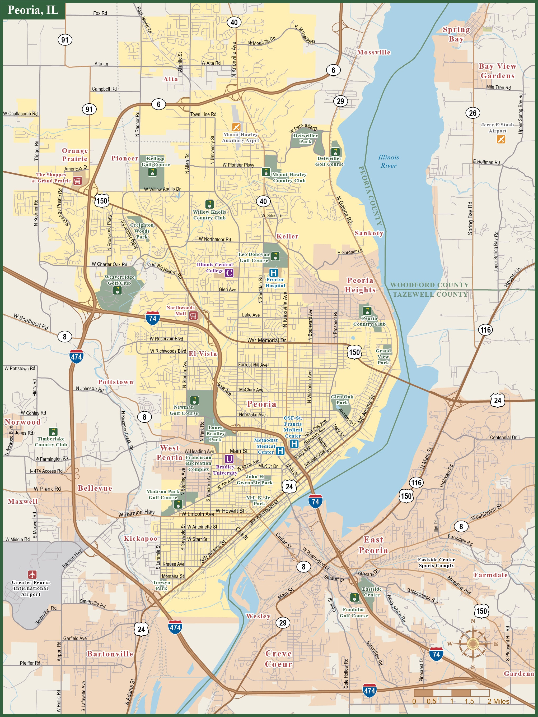 Peoria Metro Map | Digital Vector | Creative Force