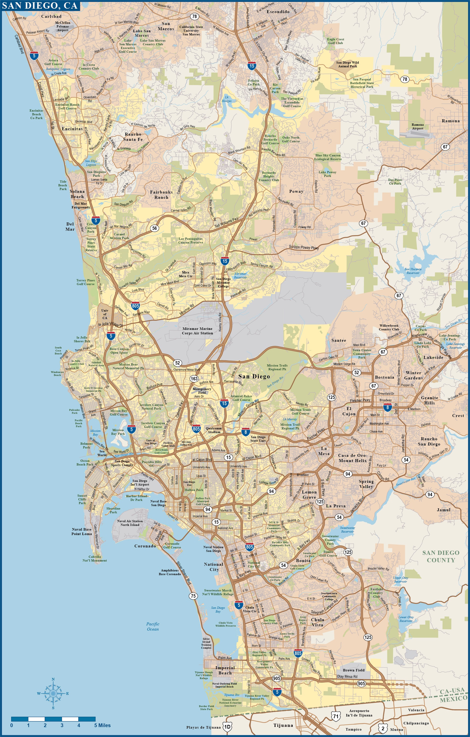 San Diego Metro Map Digital Vector Creative Force