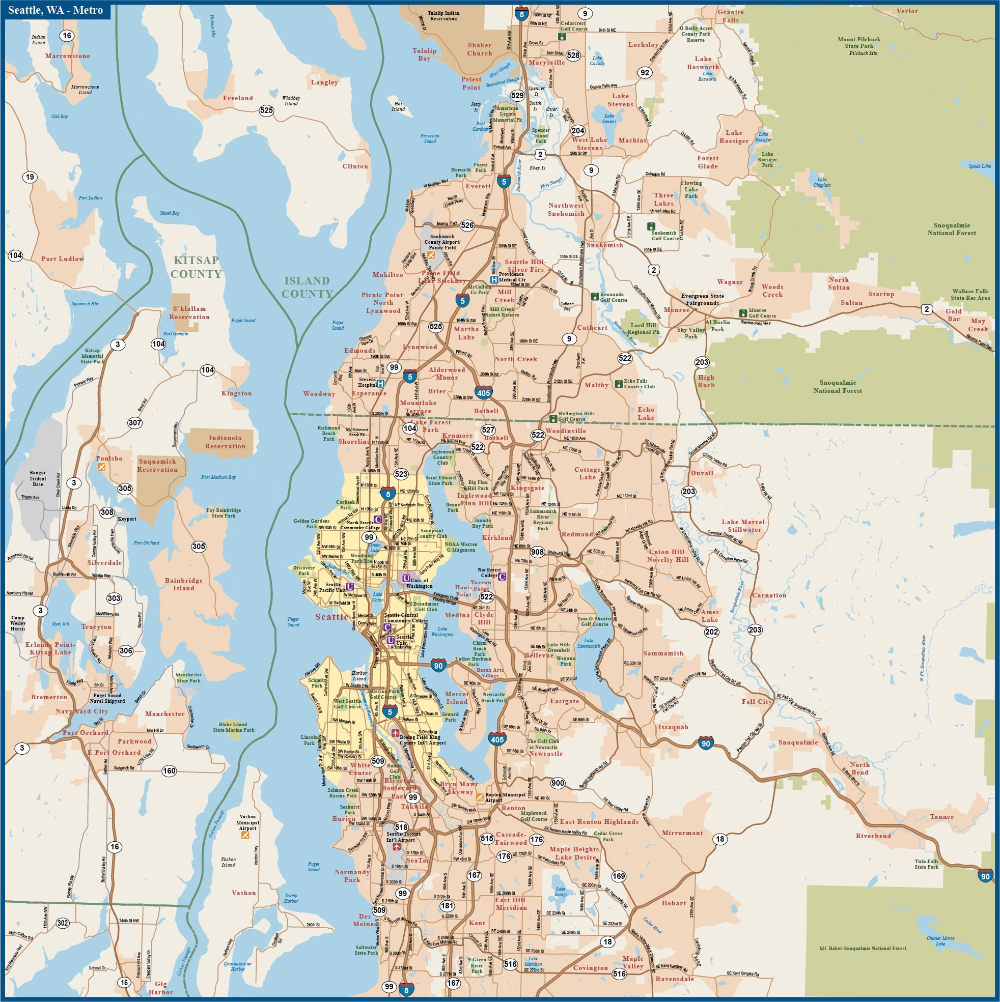 Seattle Metro Map | Digital Vector | Creative Force