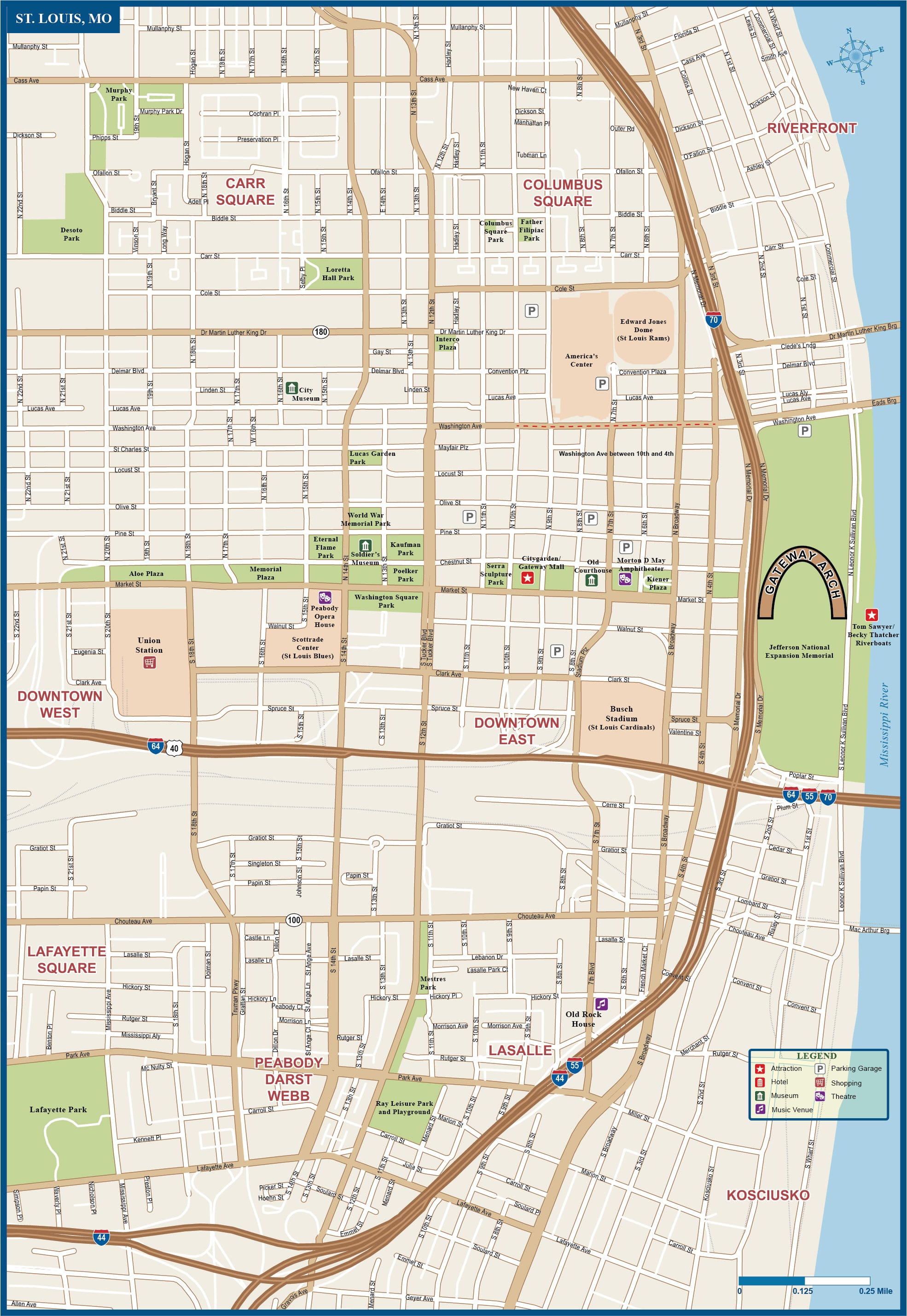 downtown st louis tourist map