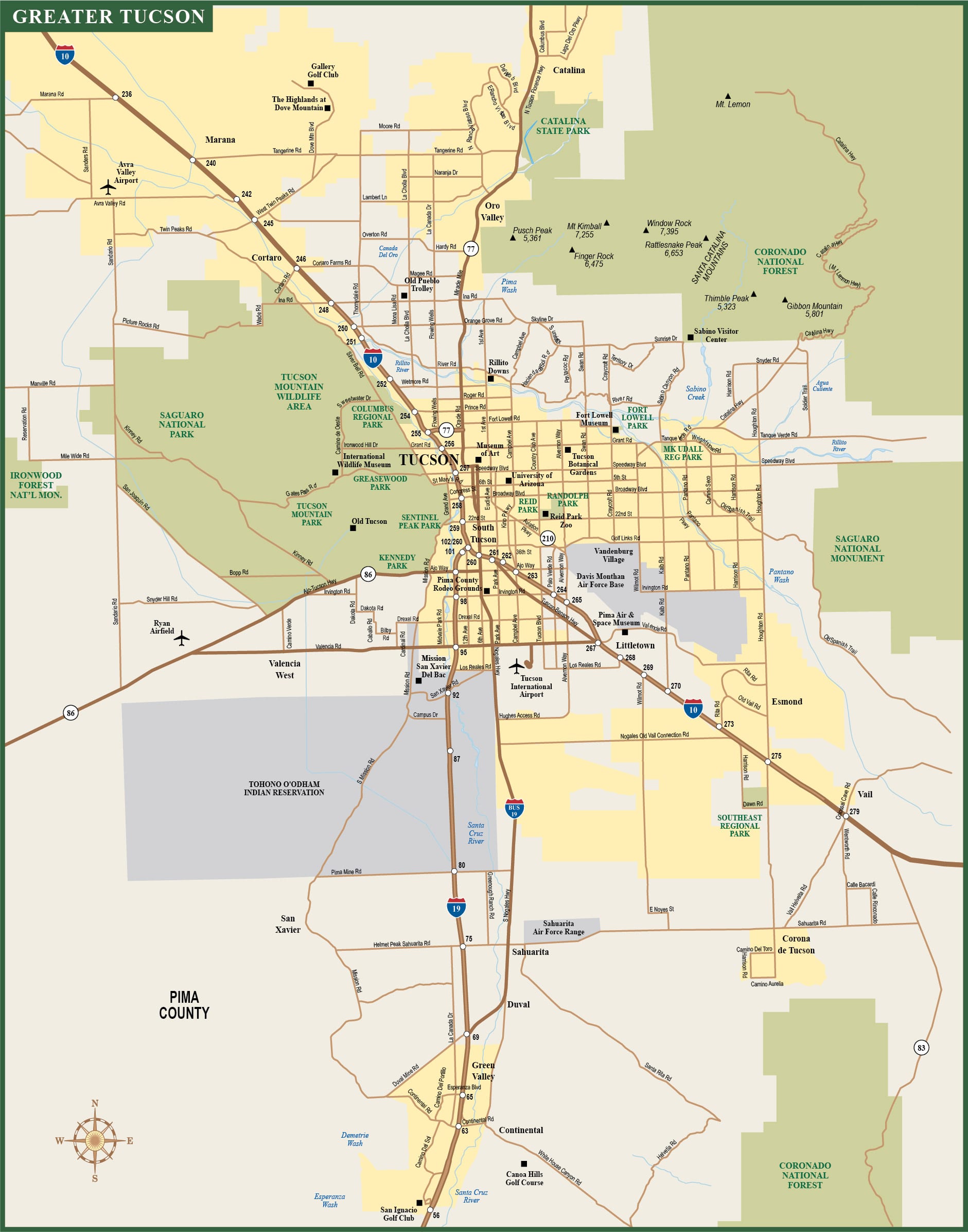 Tucson Metro Map Digital Vector Creative Force