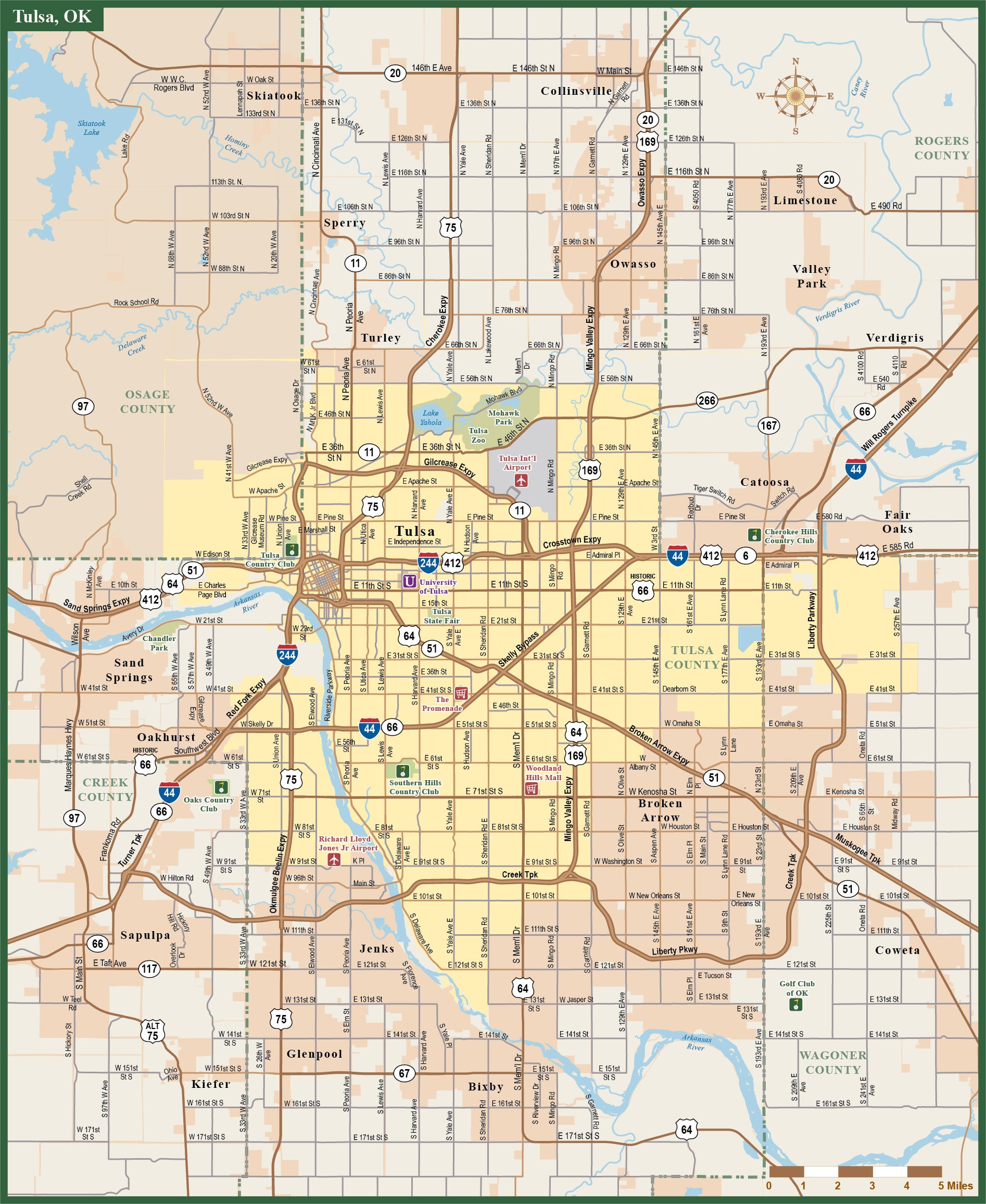 Tulsa Metro Map Digital Vector Creative Force
