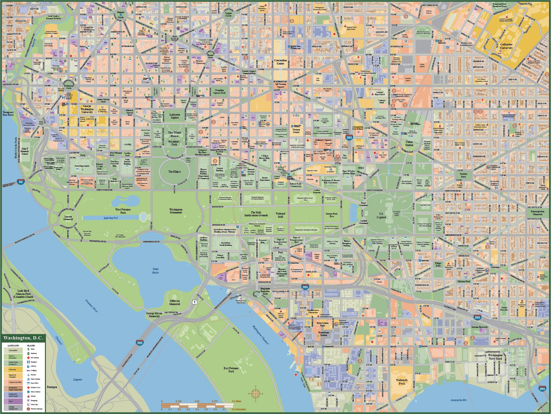 Washington DC Downtown Map Digital Creative Force