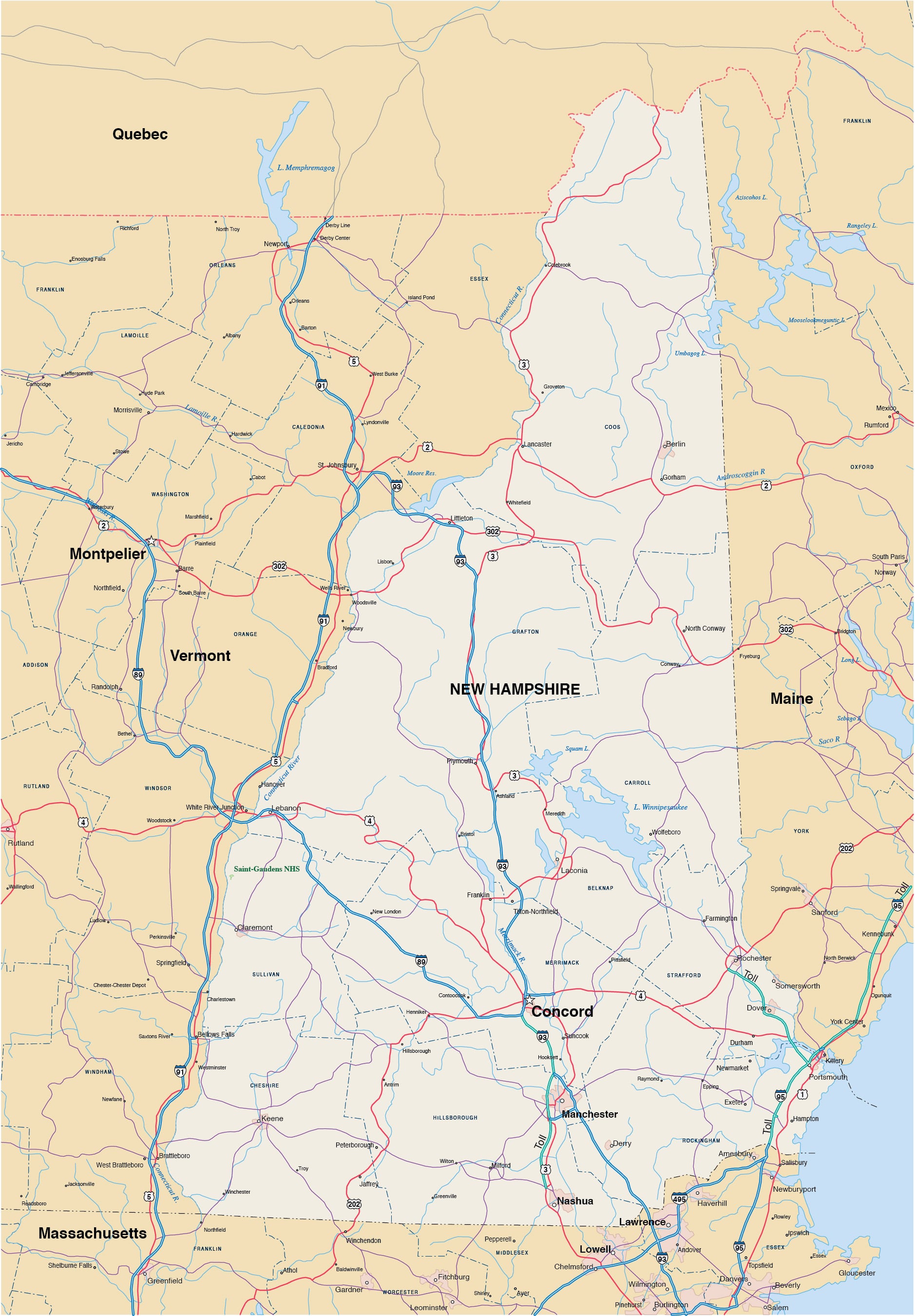 New Hampshire Map | Digital Vector | Creative Force